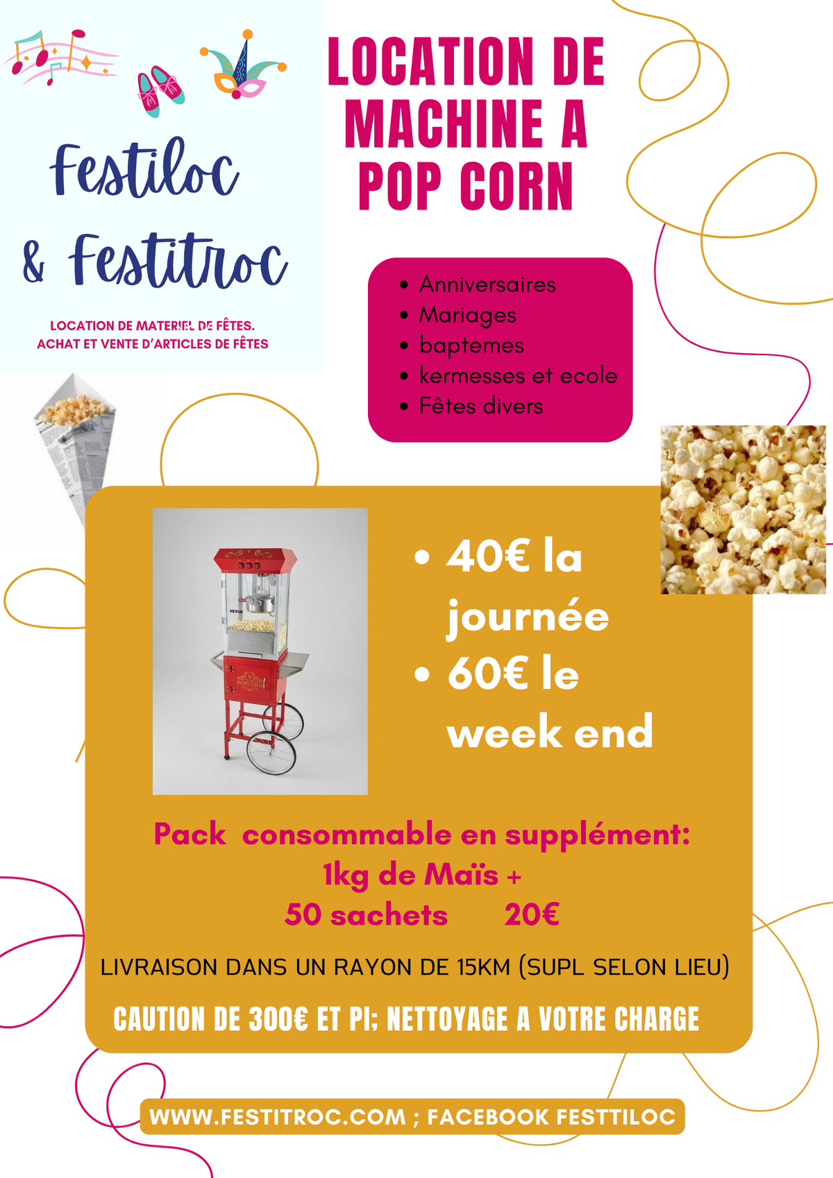 Location de machine pop corn