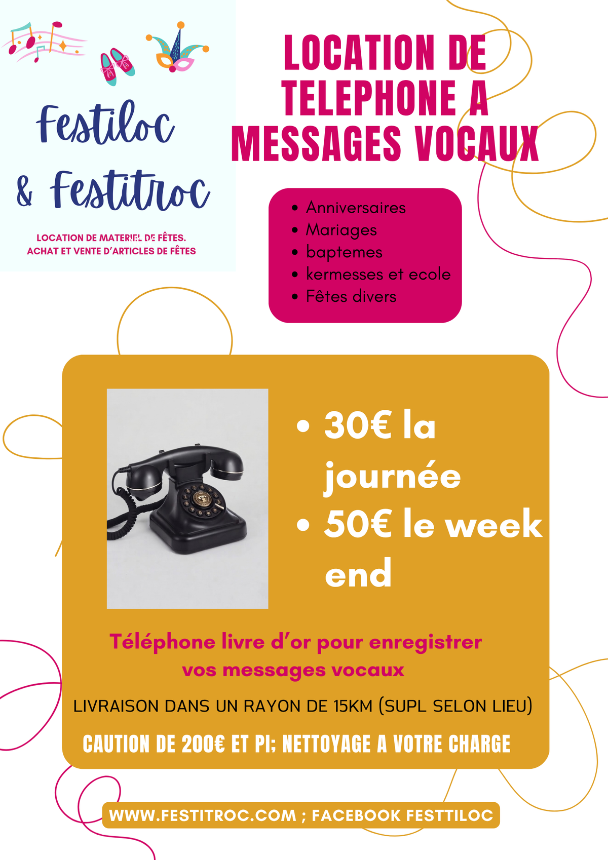 Location de téléphone à messages vocaux / livre d'or