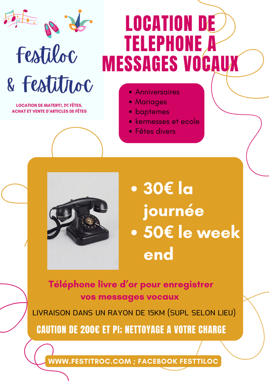 Location de téléphone à messages vocaux / livre d'or
