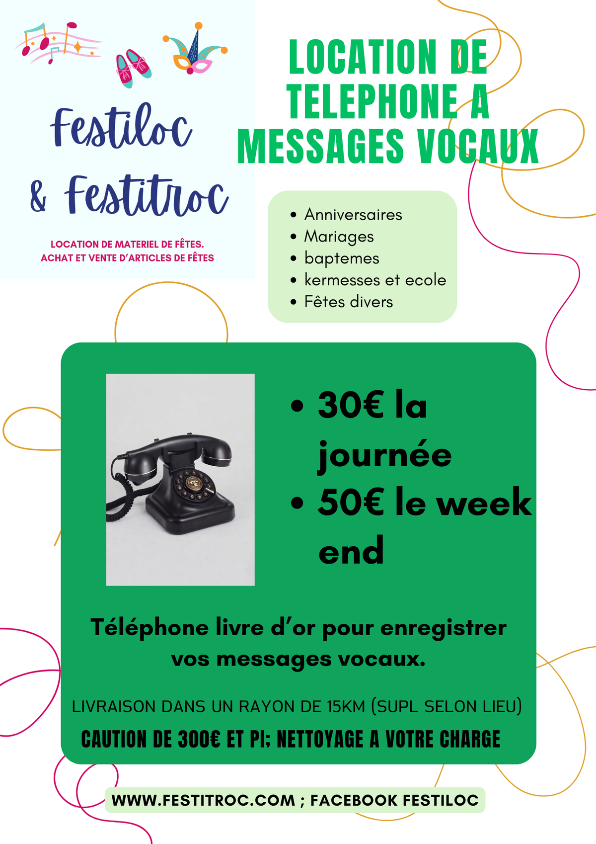 Location de téléphone à messages vocaux / livre d'or